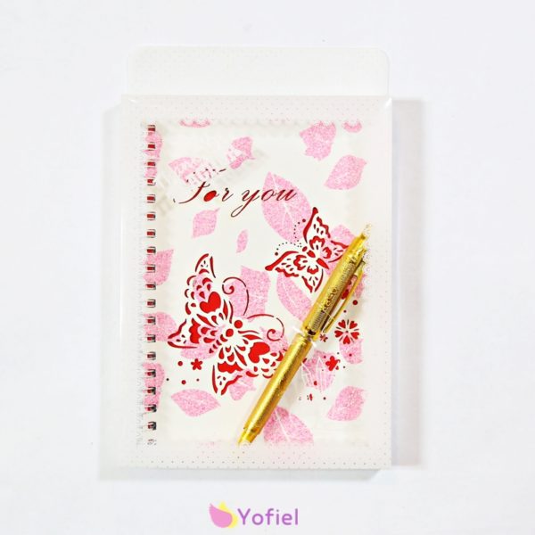 Krásný ružový zápisník v darčekovom balení - zápisník + pero.