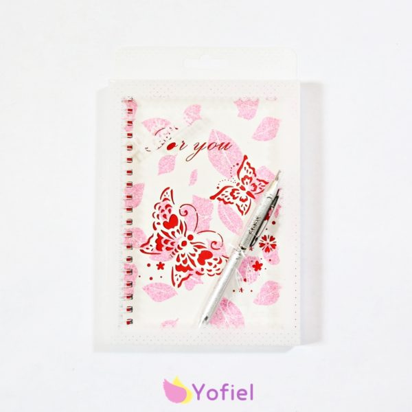 Krásný ružový zápisník v darčekovom balení - zápisník + pero.