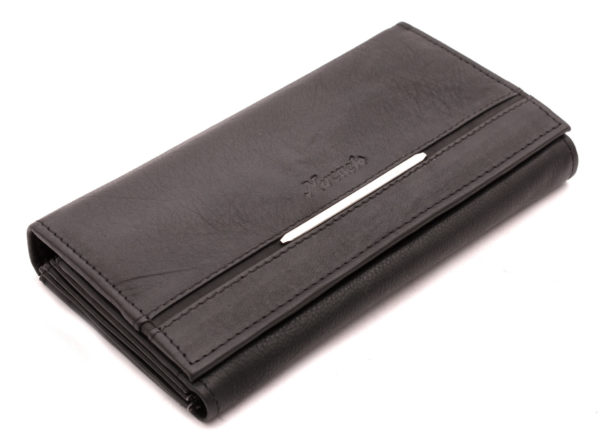 Dámska kožená peňaženka MERCUCIO čierna pre dámy vyrobená z mäkkej teľacej kože má mnoho priečinkov na karty a fotky, vďaka čomu sa v peňaženke