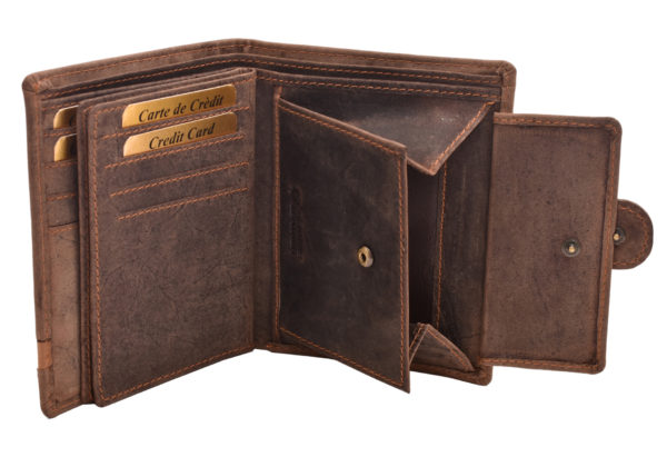RFID Pánska kožená peňaženka MERCUCIO Pánska kožená peňaženka z prírodnej kože s dvomi mincovými priečinkami a ozdobným pásikom. Pravá hovädzia koža