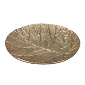 Kovová zlatá dekoračná tácka List 14cm vhodná na rôzne drobnosti napríklad šperky